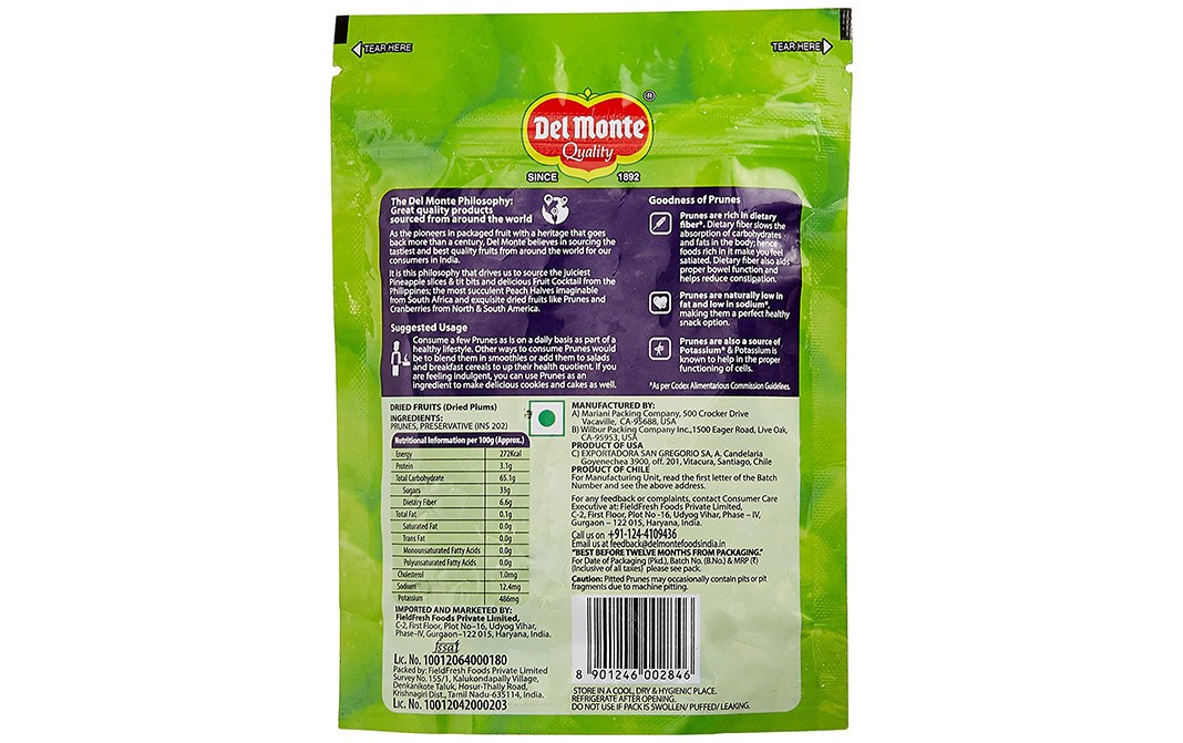 Del Monte Pitted Prunes    Pack  130 grams